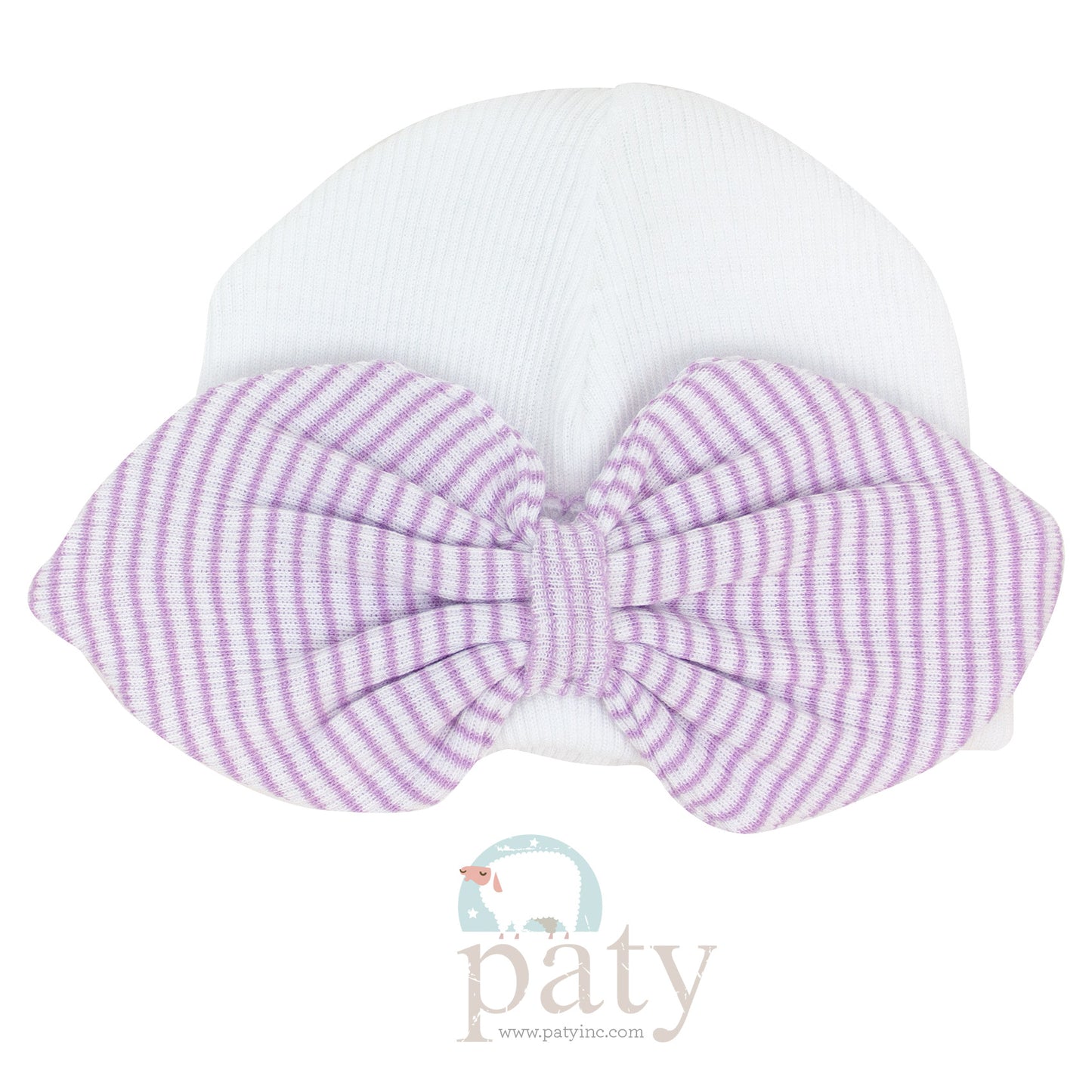 Paty Inc White Beanie with Bow (Pink/Lavender)