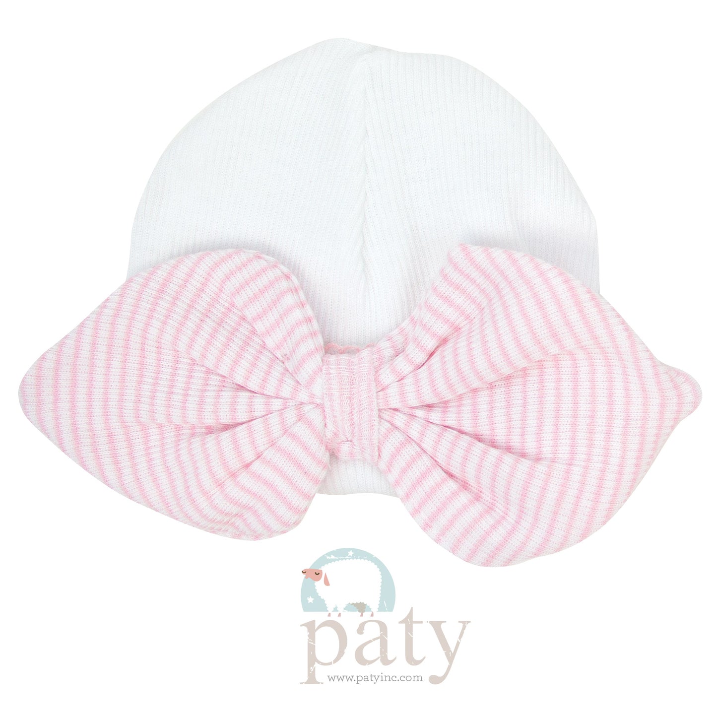 Paty Inc White Beanie with Bow (Pink/Lavender)