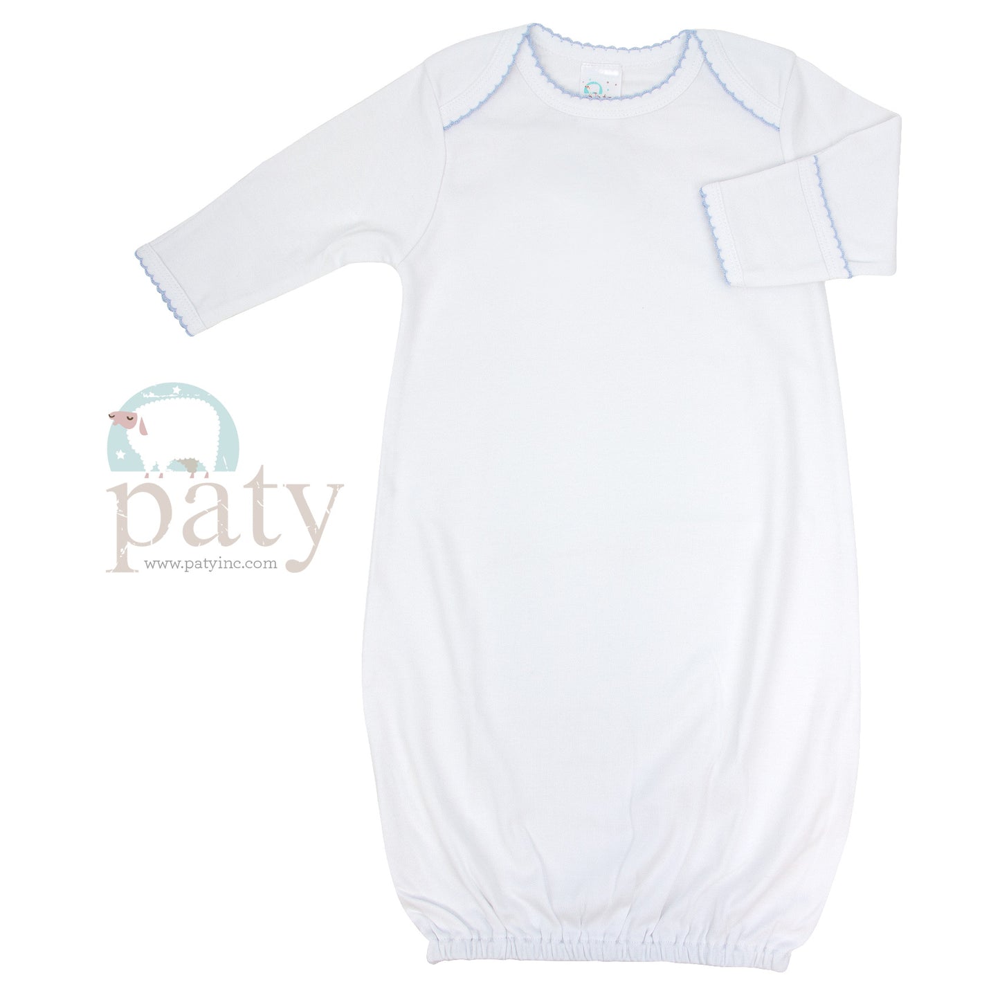 Paty Inc Overlap Shoulder Gown White/Blue