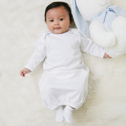 Paty Inc Overlap Shoulder Gown White/Blue