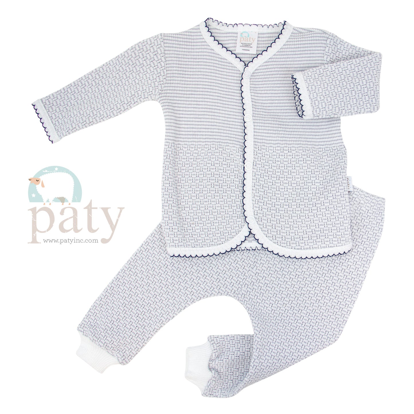 Paty Inc 2 PC Legging Set Gray and Navy Blue