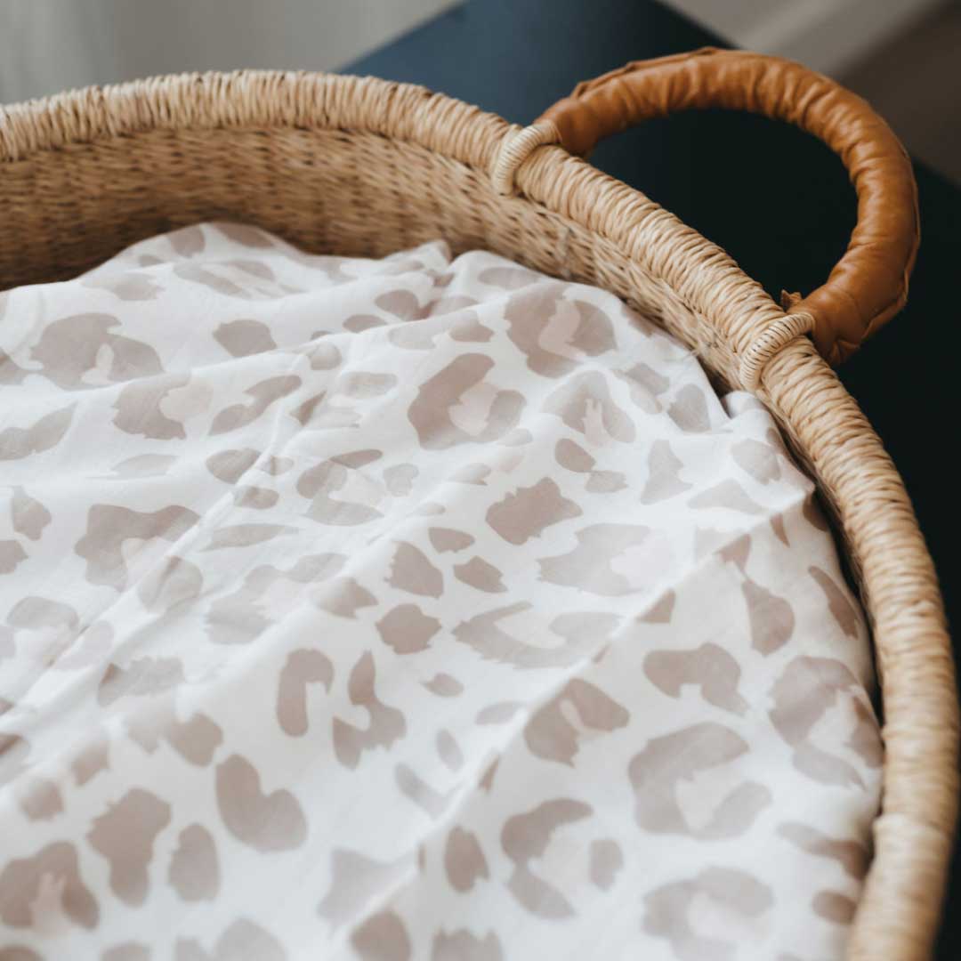 Dolly Lana - Bamboo Muslin Baby Swaddle - Light Leopard