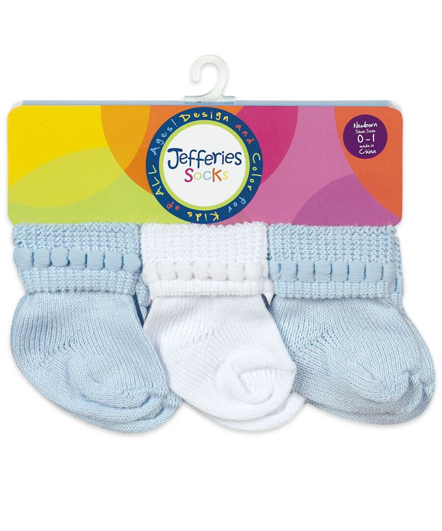 Jefferies Socks Newborn Rock-A-Bye Turn Cuff Socks 6 Pair Pack (Color Options Available)