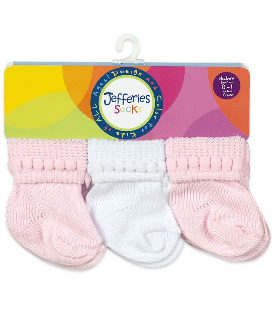 Jefferies Socks Newborn Rock-A-Bye Turn Cuff Socks 6 Pair Pack (Color Options Available)