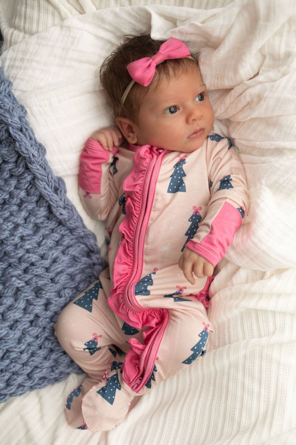 Dolly Lana Bamboo Baby Zip Sleeper - Pink Christmas