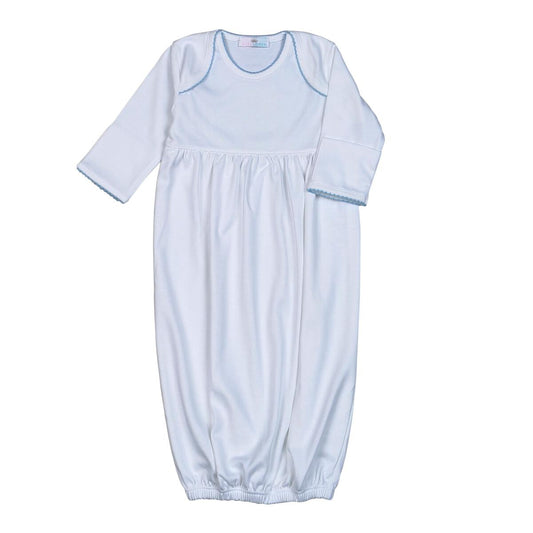 Baby Loren White Gown Blue Picot Trim