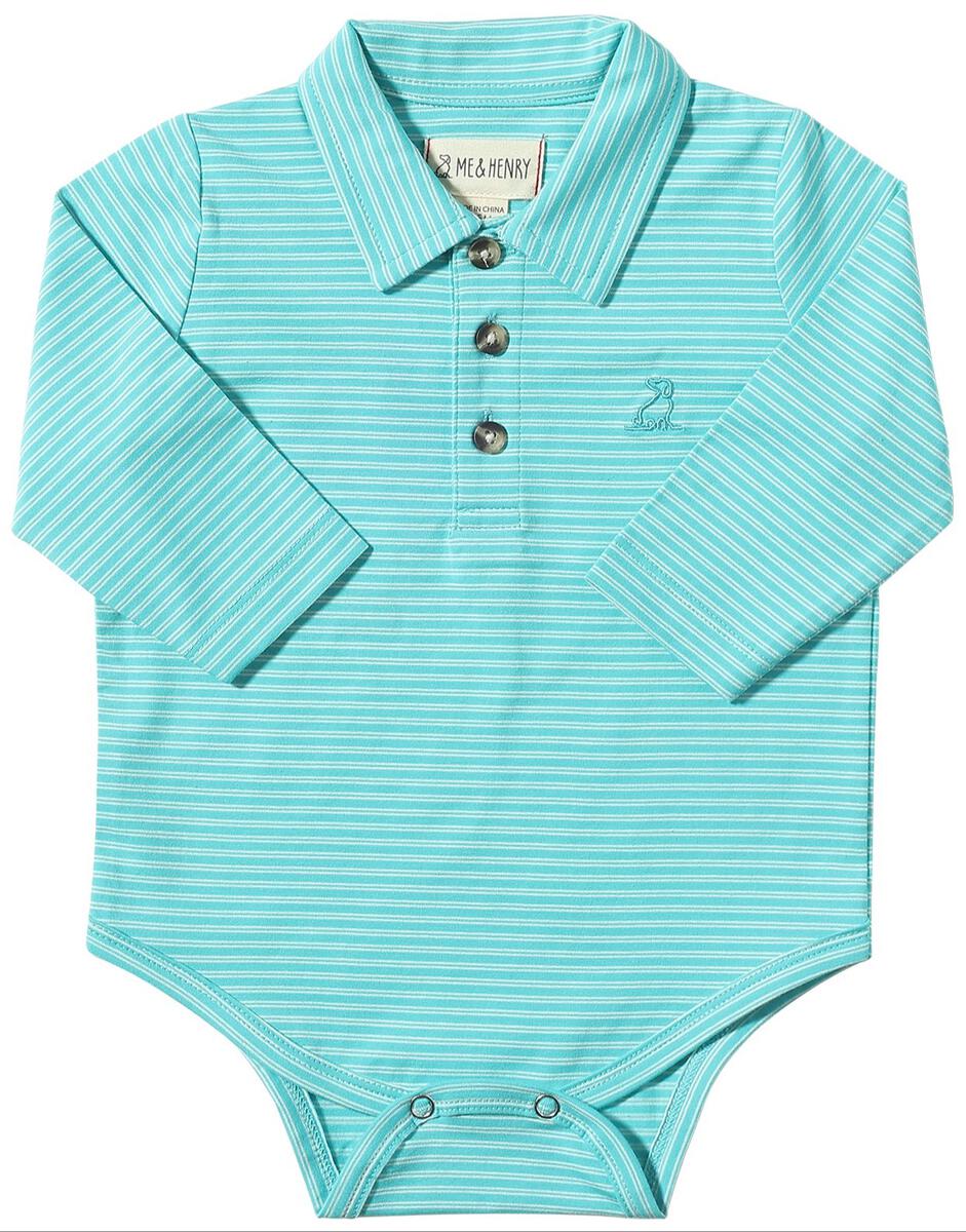 Me & Henry Seymour Pique Polo Onesie Turquoise