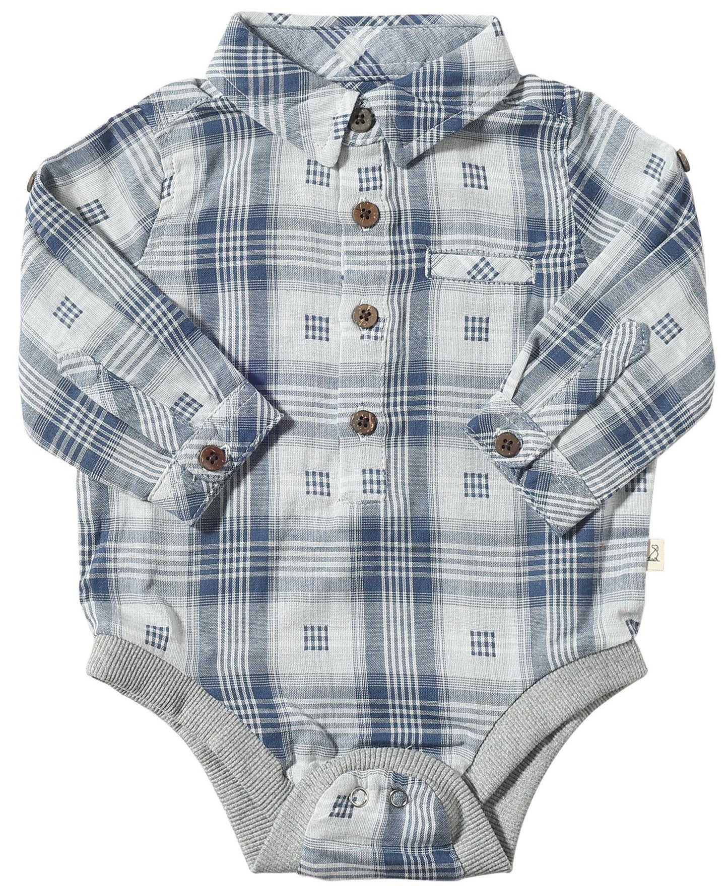 Me & Henry Jasper Woven Onesie Blue Plaid