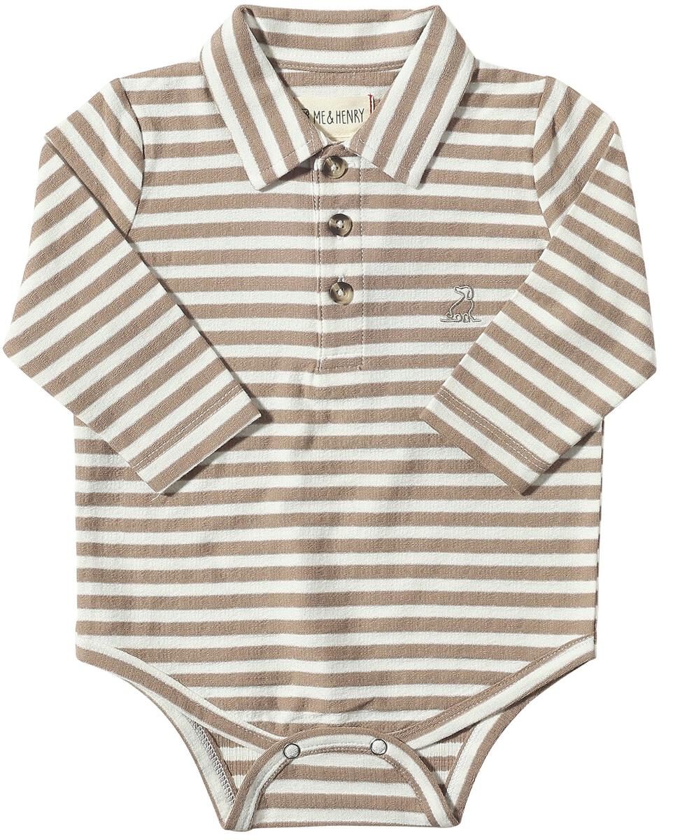 Me & Henry Seymour Longsleeve Onesie Tan/White