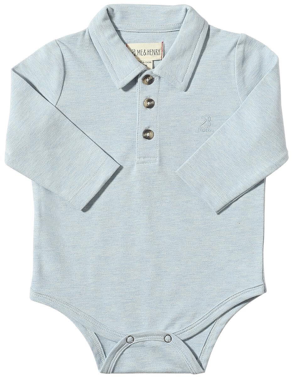 Me & Henry Seymour Pique Polo Onesie Pale Blue