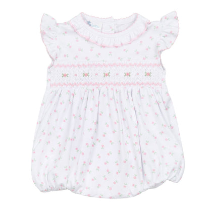Magnolia Baby Juliette's Classics Pink Smocked Printed Flutter Bubble