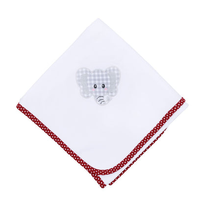 Magnolia Baby Crimson Cutie Applique Crimson Boy Receiving Blanket