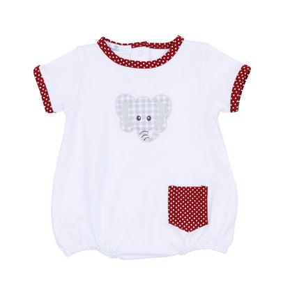Magnolia Baby Crimson Cutie Applique Crimson Boy Short Sleeve Boy Bubble