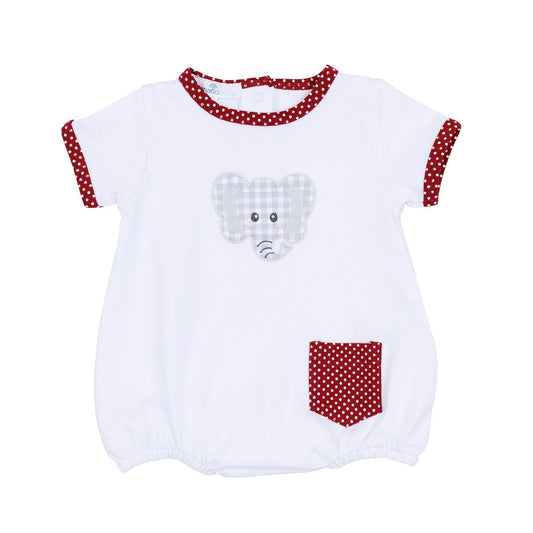 Magnolia Baby Crimson Cutie Applique Crimson Boy Short Sleeve Boy Bubble