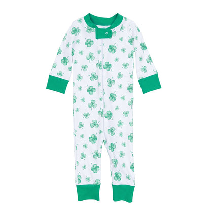 Magnolia Baby Lucky Little Ones Green Zipper Pajamas