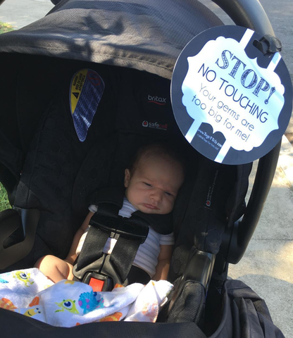 Three Little Tots - Black and White No Touching Baby Car Seat Sign Tag