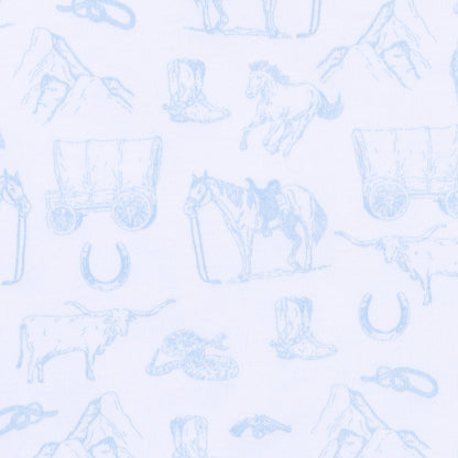Magnolia Baby - Wild West Toile Footie - Light Blue