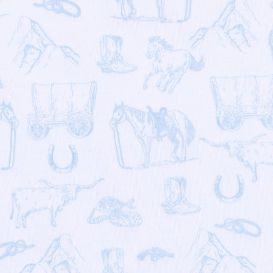 Magnolia Baby - Wild West Toile Footie - Light Blue