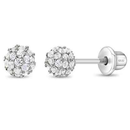 In Season Jewelry - CZ Ball 4mm Baby / Toddler / Kids Earrings - Sterling Silver