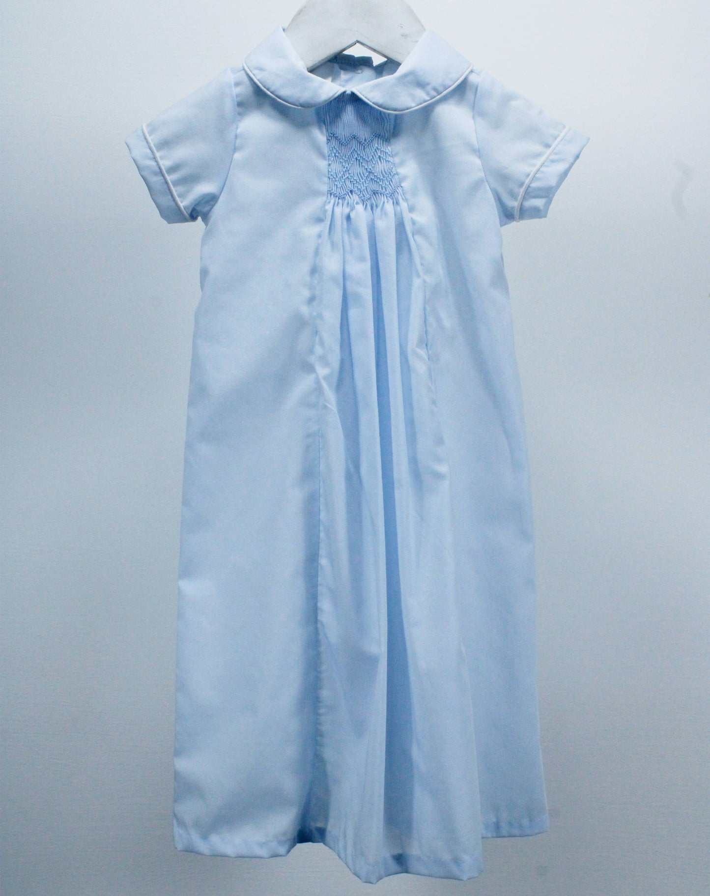 Baby Blessings Clothing - Light Blue Geometric Luca Gown