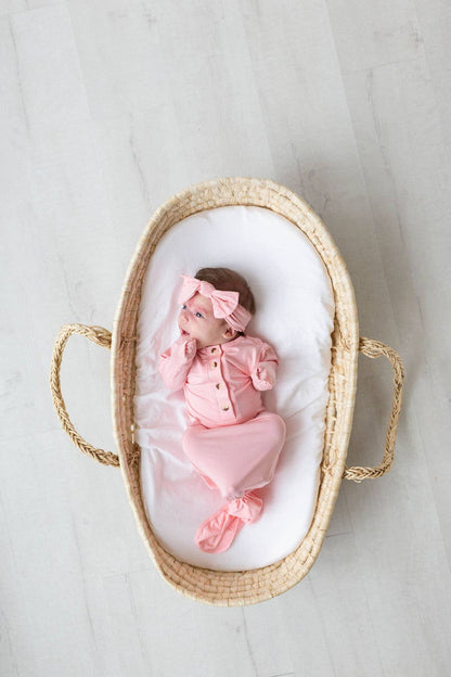 Stroller Society - Newborn Knotted Baby Gown, Bow, Hat Set - Baby Clothes Girl