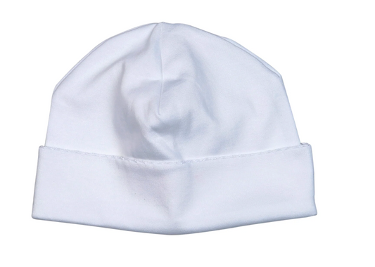 Baby Loren White Beanie White Picot Trim