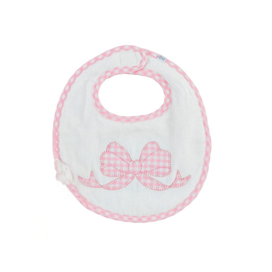 Mudpie Pink Gingham Bow Bib
