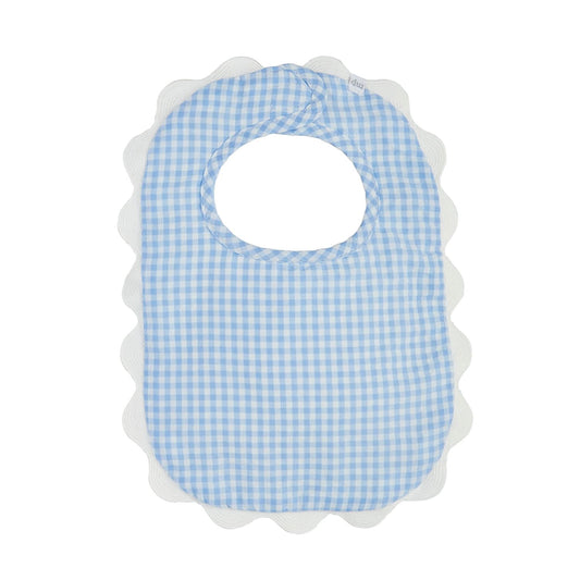 Mudpie Blue Gingham Scallop Bib