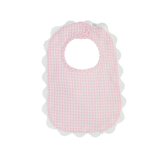 Mudpie Pink Gingham Scallop Bib