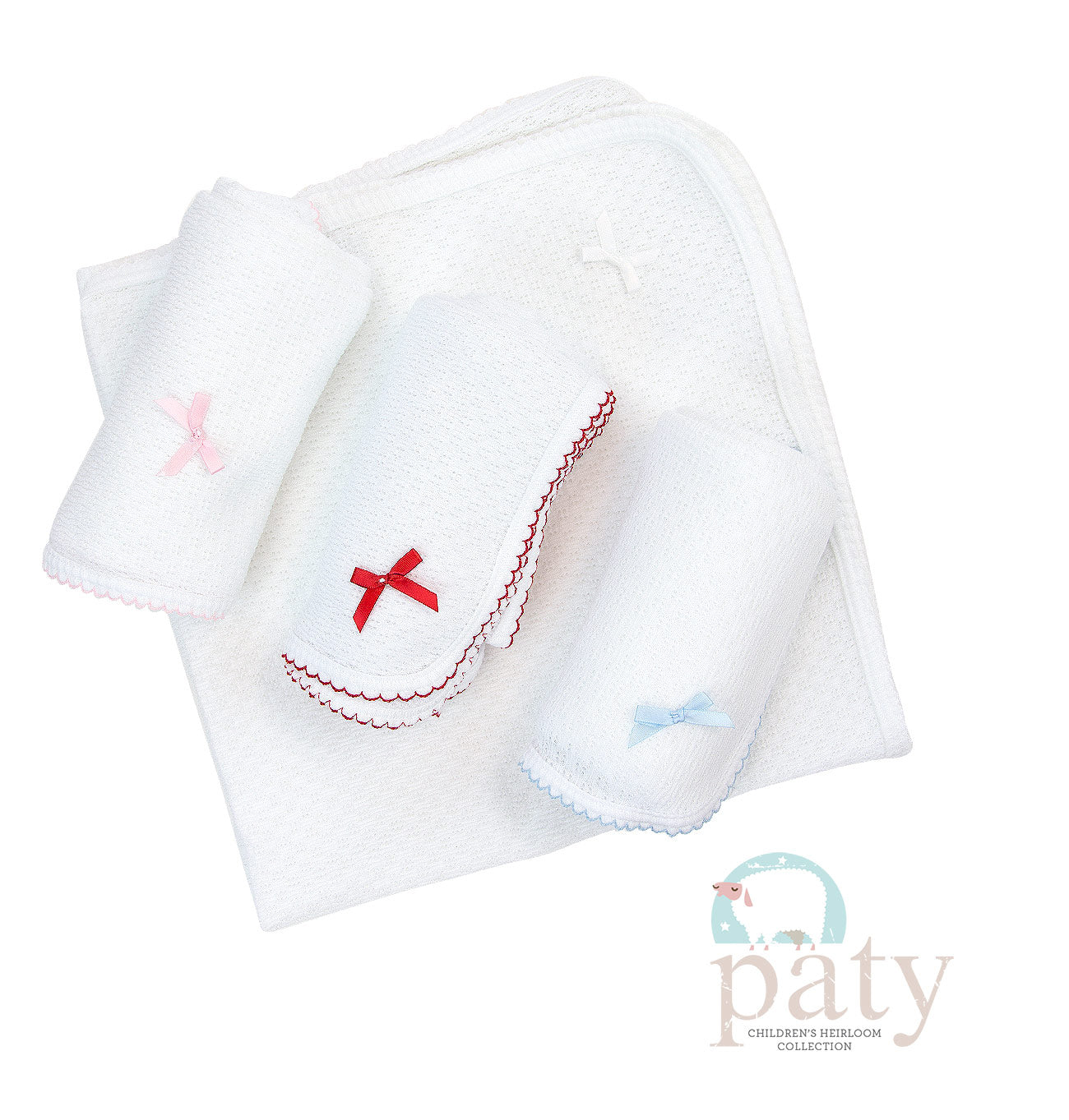 Paty Inc Receiving Blanket W/Bow Pink