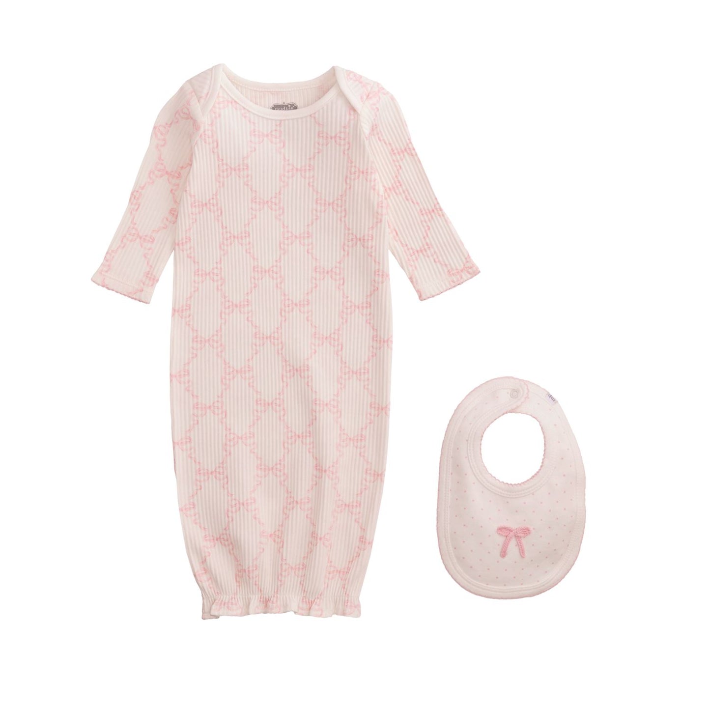 Mudpie Bow Gown & Bib Set