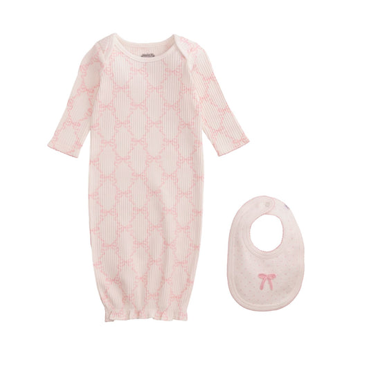 Mudpie Bow Gown & Bib Set