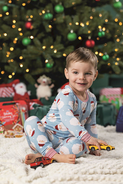 Mudpie Blue Santa Glow Pj Set