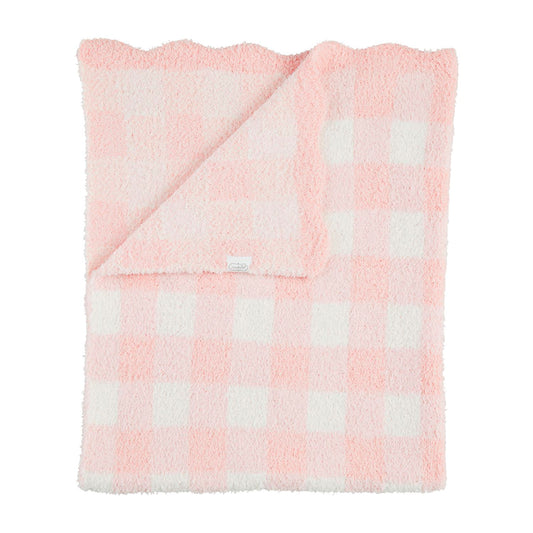 Mudpie Pink Gingham Chenille Blanket