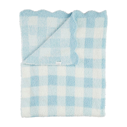 Mudpie Blue Gingham Scallop Chenille Blanket