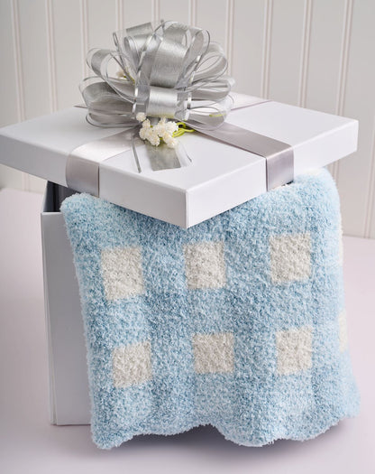 Mudpie Blue Gingham Scallop Chenille Blanket