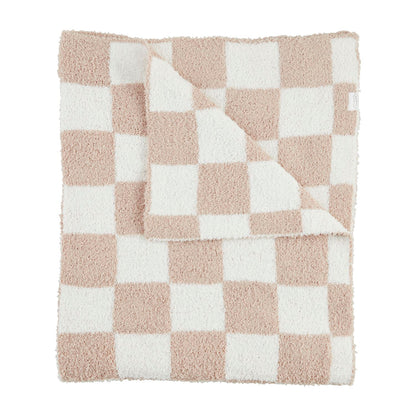 Mudpie Taupe Check Chenille Blanket