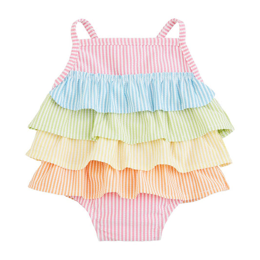 Mudpie Seersucker Ruffle Swimsuit