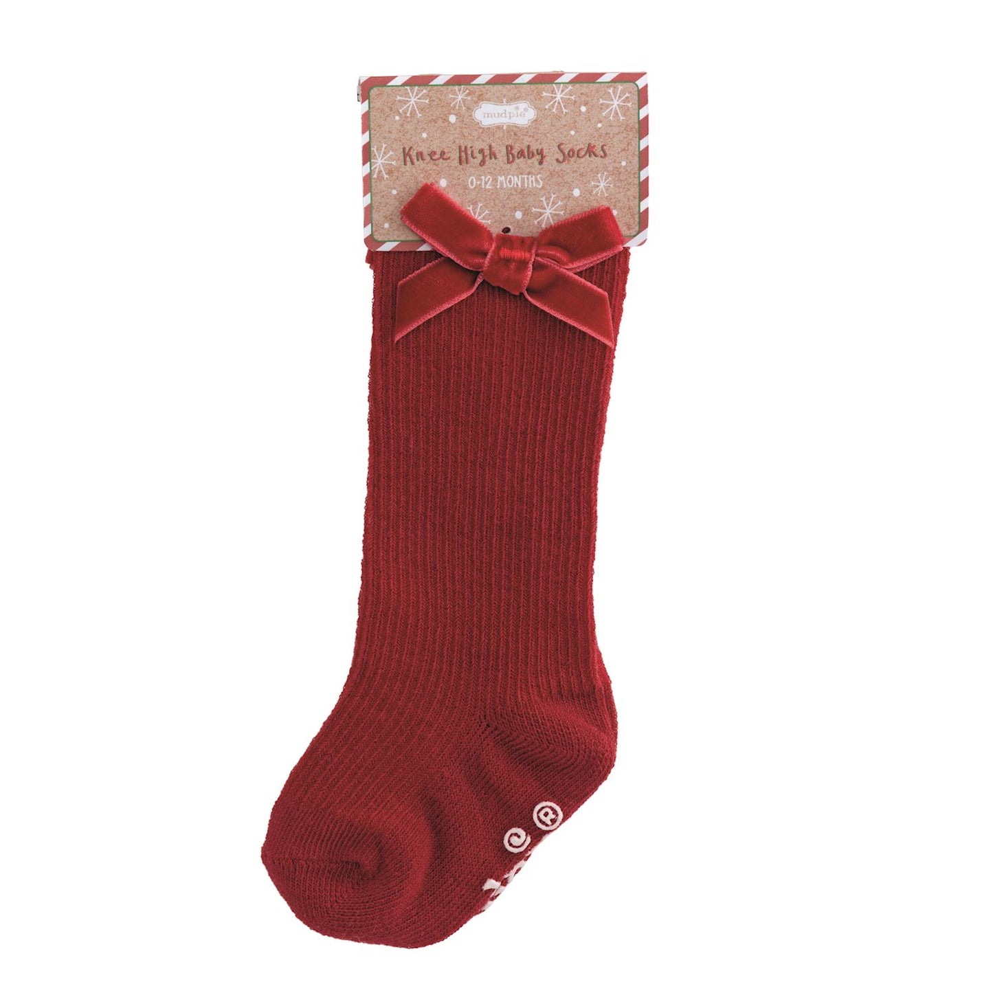 Mudpie Red Tall Christmas Bow Sock