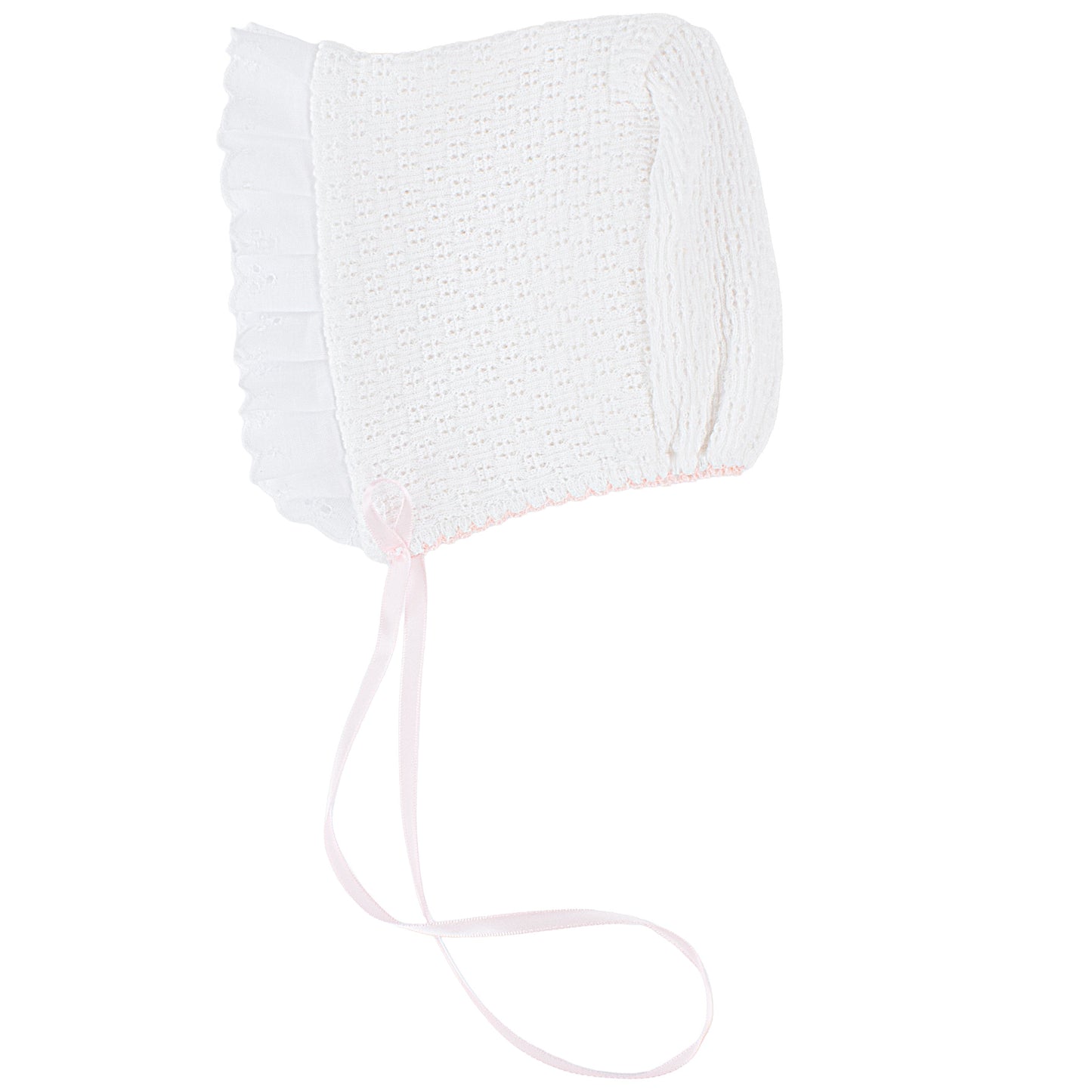 Paty Inc Eyelet Bonnet with Ribbon - Pink