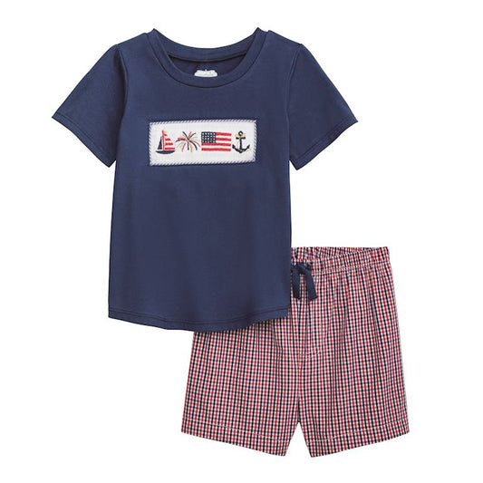 Mudpie Americana Smocked Short Set