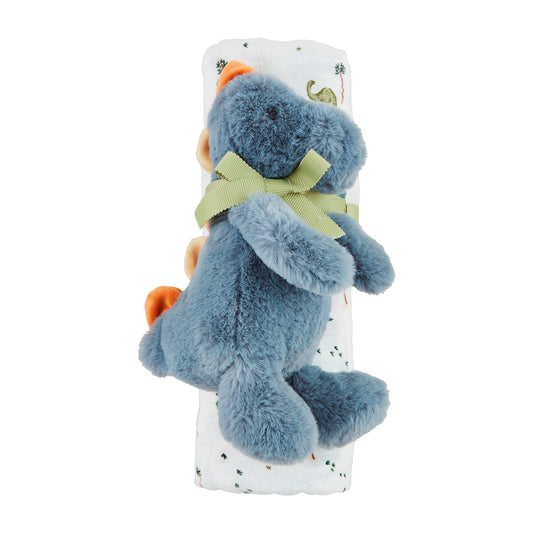 Mudpie Dino Swaddle and Rattle Set