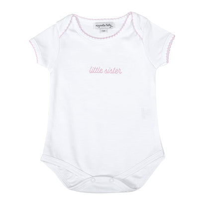 Magnolia Baby Little Sister Embroidered Bodysuit