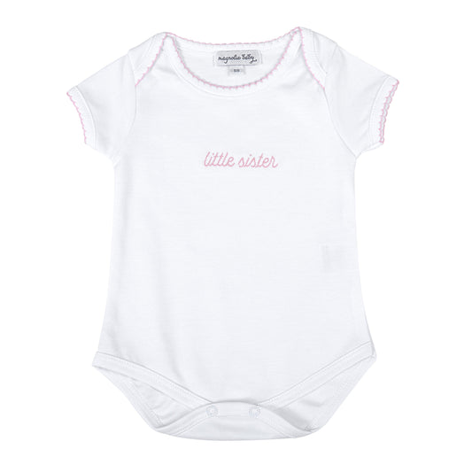Magnolia Baby Little Sister Embroidered Bodysuit