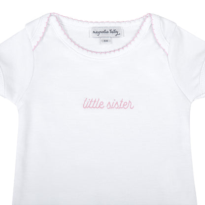 Magnolia Baby Little Sister Embroidered Bodysuit