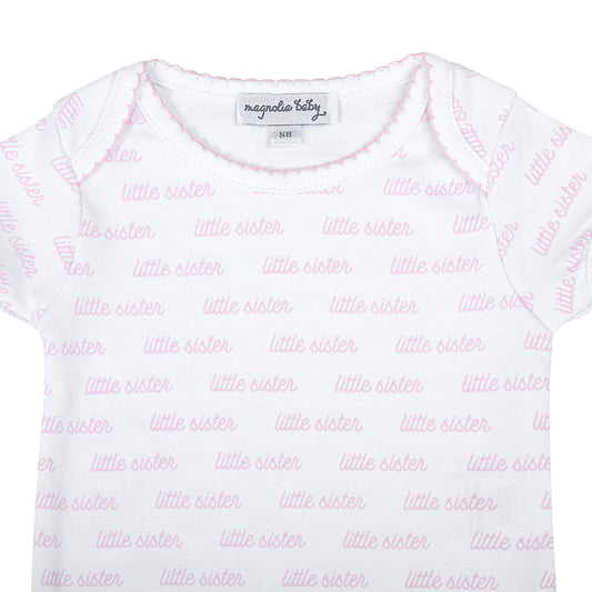 Magnolia Baby Little Sister Print Short Sleeve Bodysuit