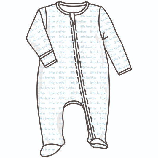 Magnolia Baby Little Brother Print Zip Footie