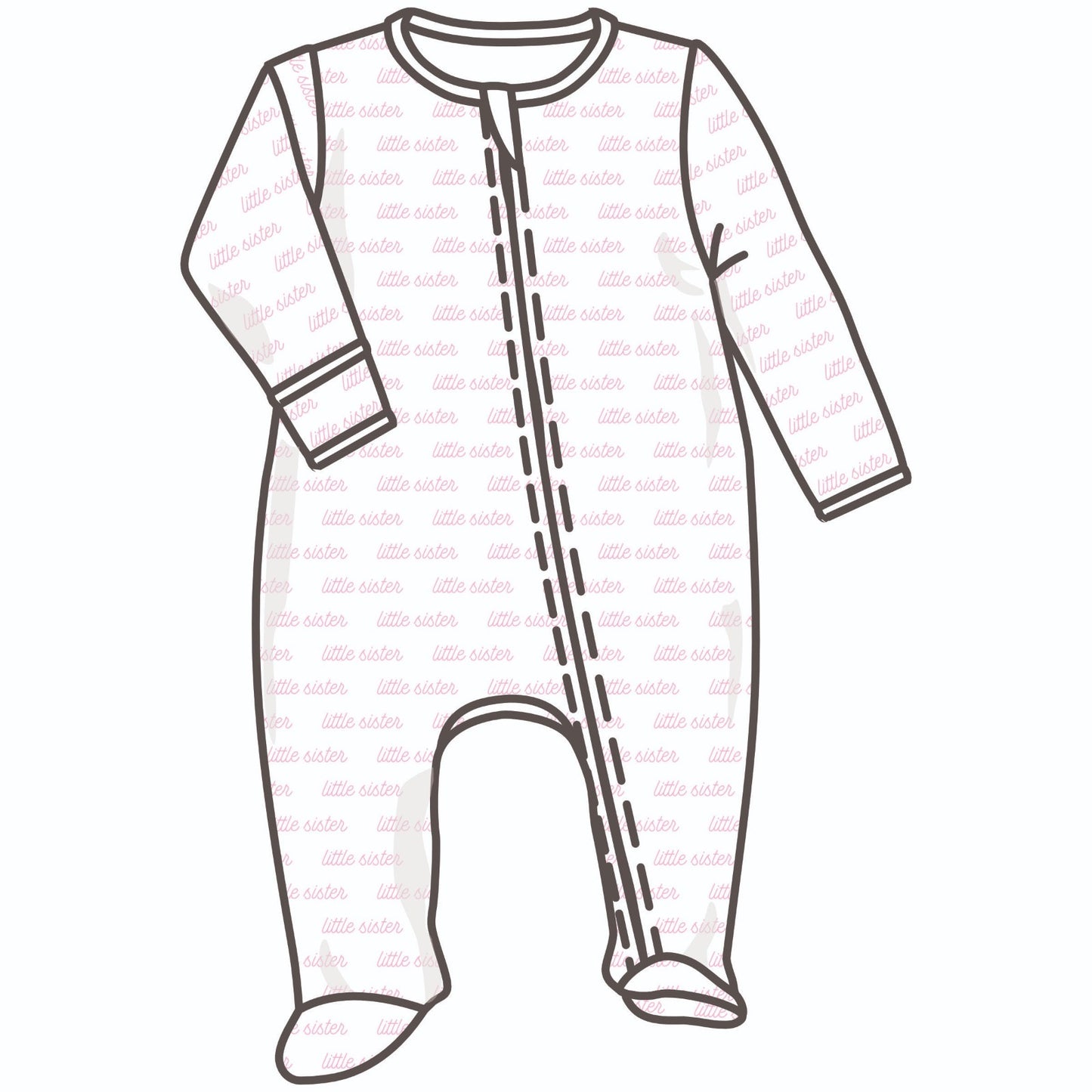 Magnolia Baby Little Sister Print Zip Footie