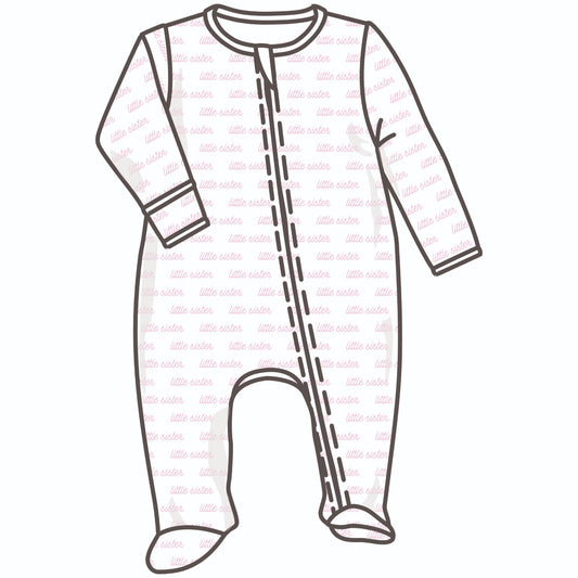 Magnolia Baby Little Sister Print Zip Footie