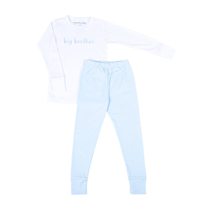 Magnolia Baby Big Brother Blue Embroidered Long Pajamas